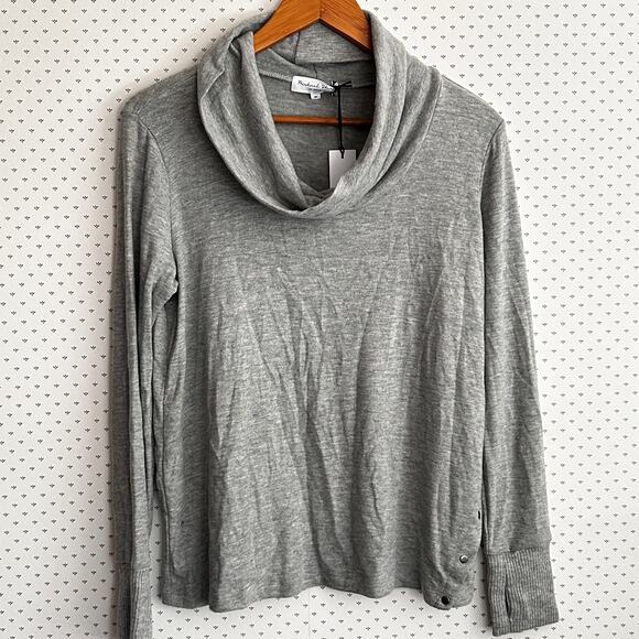Michael Stars Madison Brushed Jersey Cowl Neck Sweater S SP PS Gray NWT Top - Picture 2 of 8